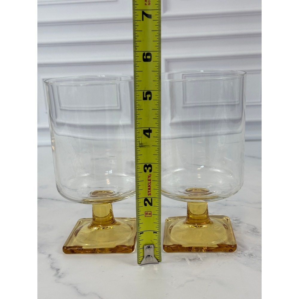 VTG PAIR (2) Federal Glass Nordic Topaz Wine Juice Glasses 5 1/4" Tall - Picture 6 of 6